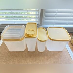 Vintage Tupperware Modular Butter Yellow Food Storage Container 4 piece Set